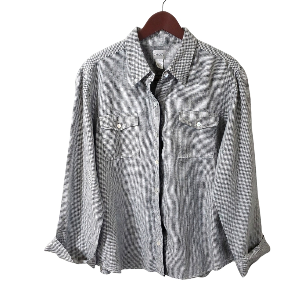 Chico's Black and White Button Down Shirt